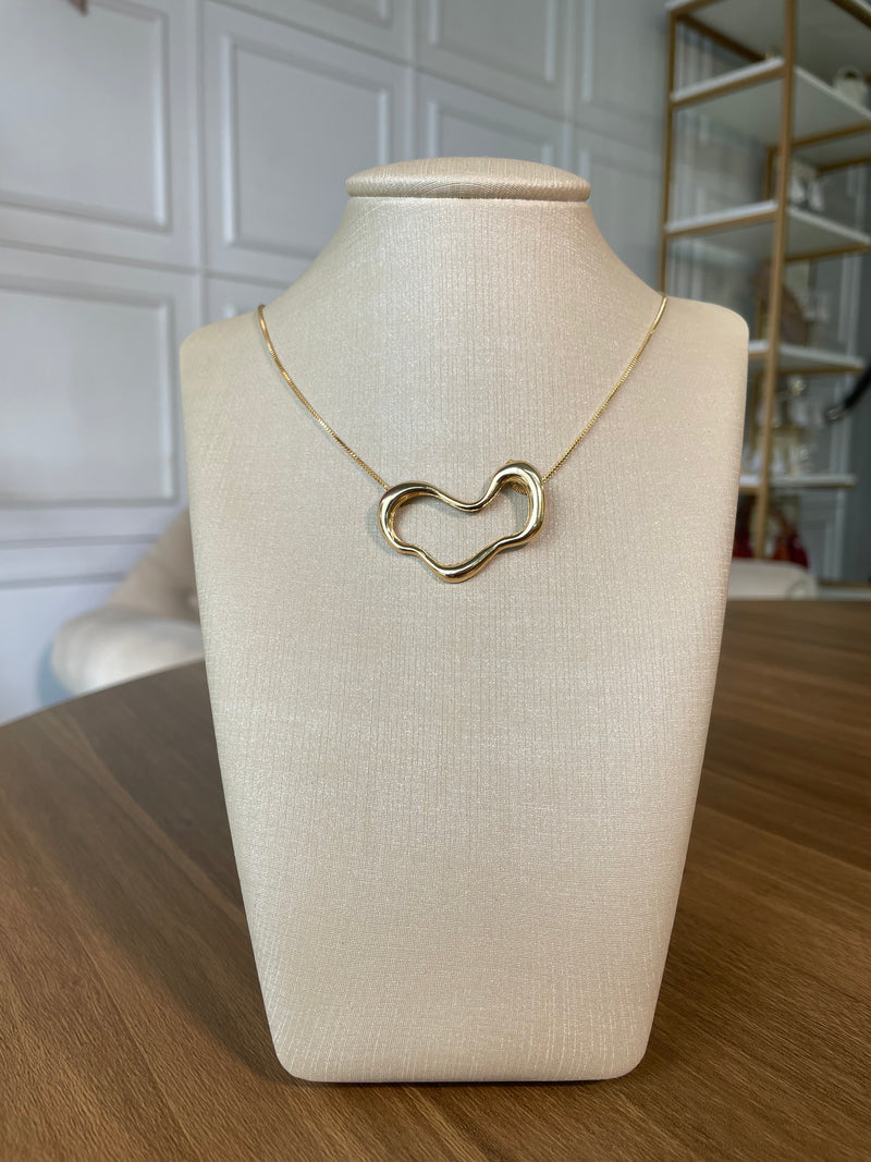 Colar orgânico semijoia banhado a ouro 18k