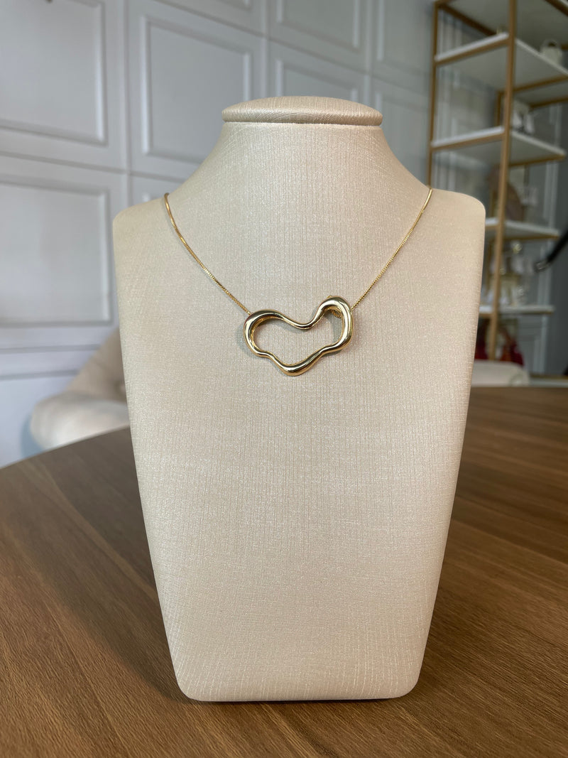 Colar orgânico semijoia banhado a ouro 18k